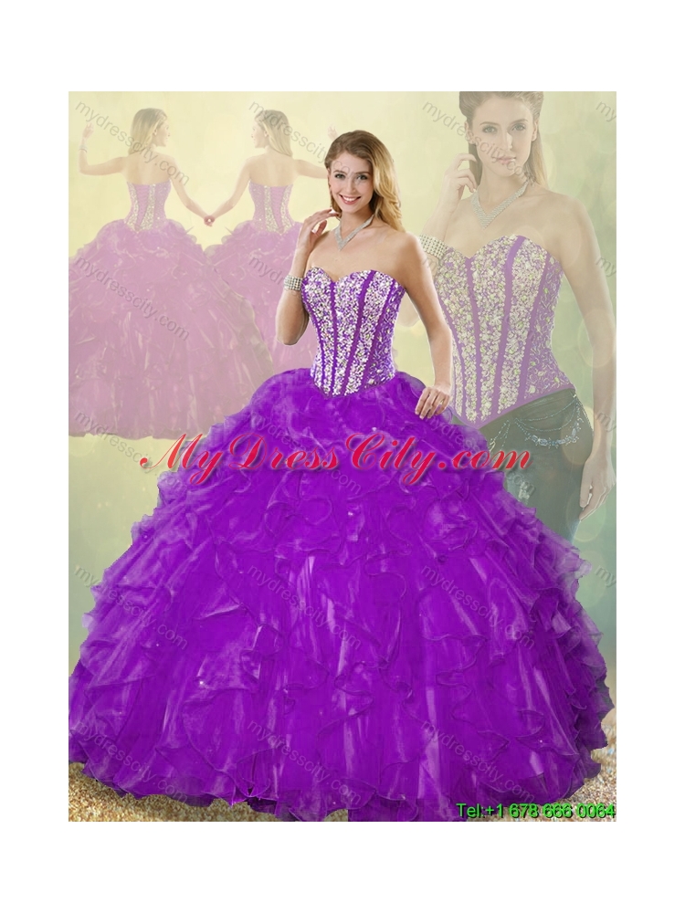 Popular Beading Purple Quinceanera Gowns with Sweetheart