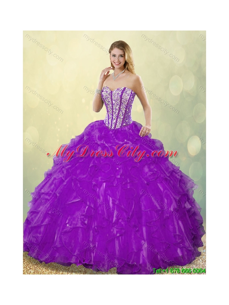 Popular Beading Purple Quinceanera Gowns with Sweetheart