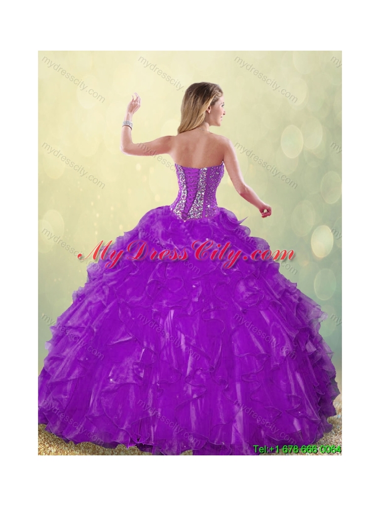 Popular Beading Purple Quinceanera Gowns with Sweetheart