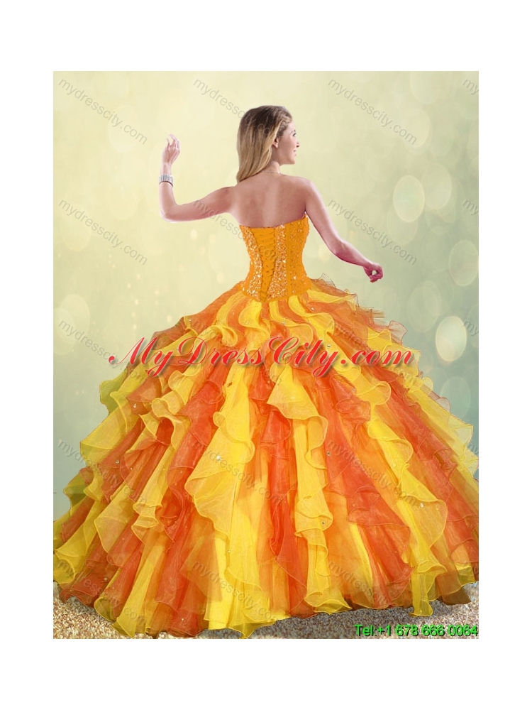 2016 Perfect Multi Color Sweetheart Quinceanera Gowns with Beading