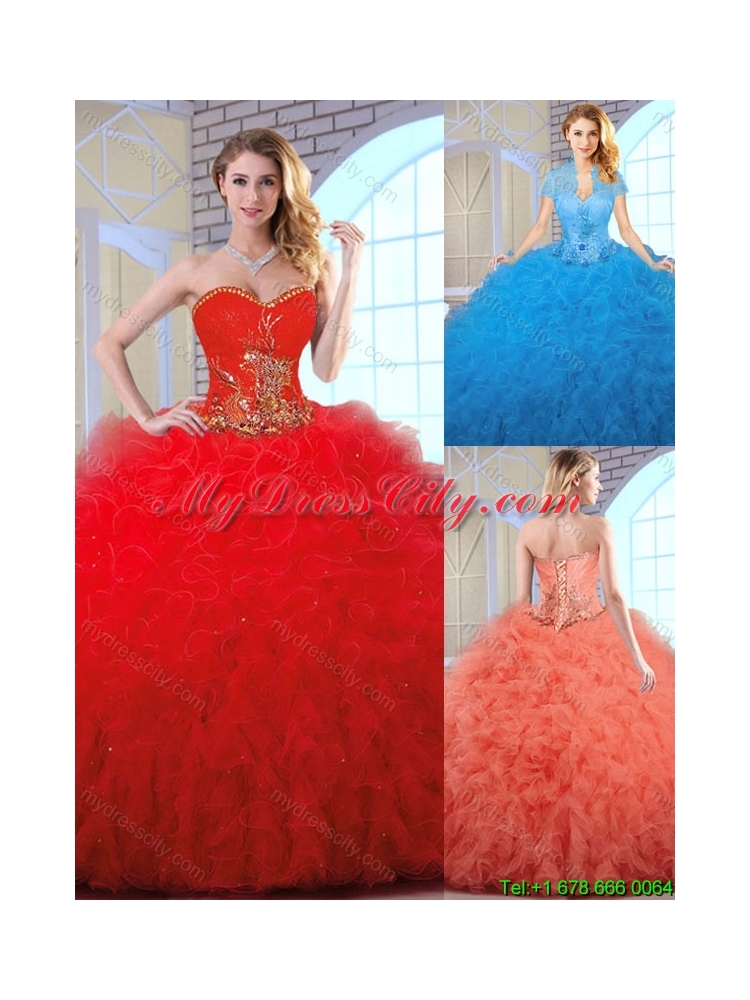 Cheap Appliques and Ruffles Quinceanera Gowns with Sweetheart