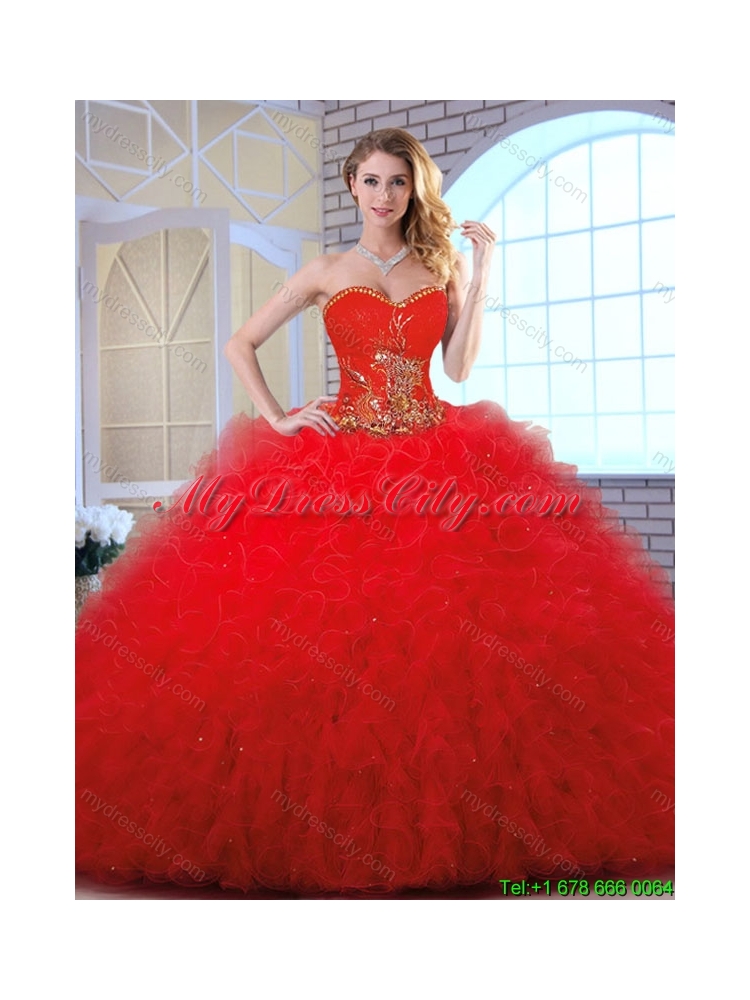 Cheap Appliques and Ruffles Quinceanera Gowns with Sweetheart