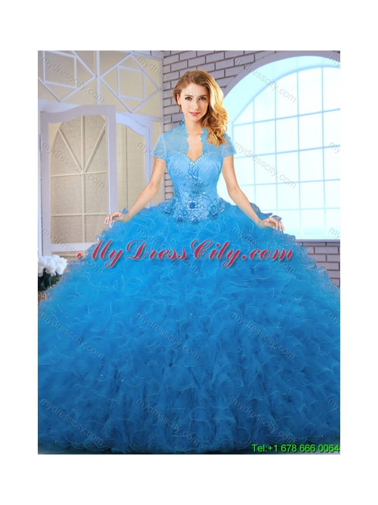 Cheap Appliques and Ruffles Quinceanera Gowns with Sweetheart