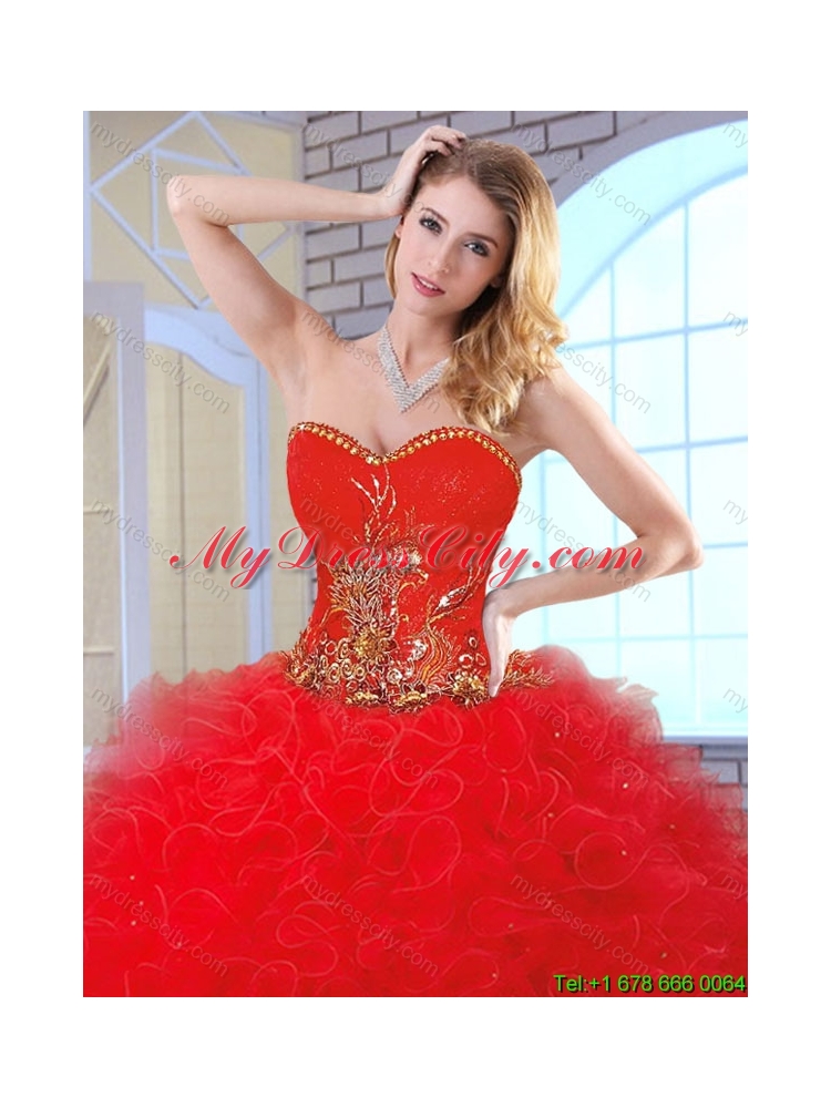 Cheap Appliques and Ruffles Quinceanera Gowns with Sweetheart