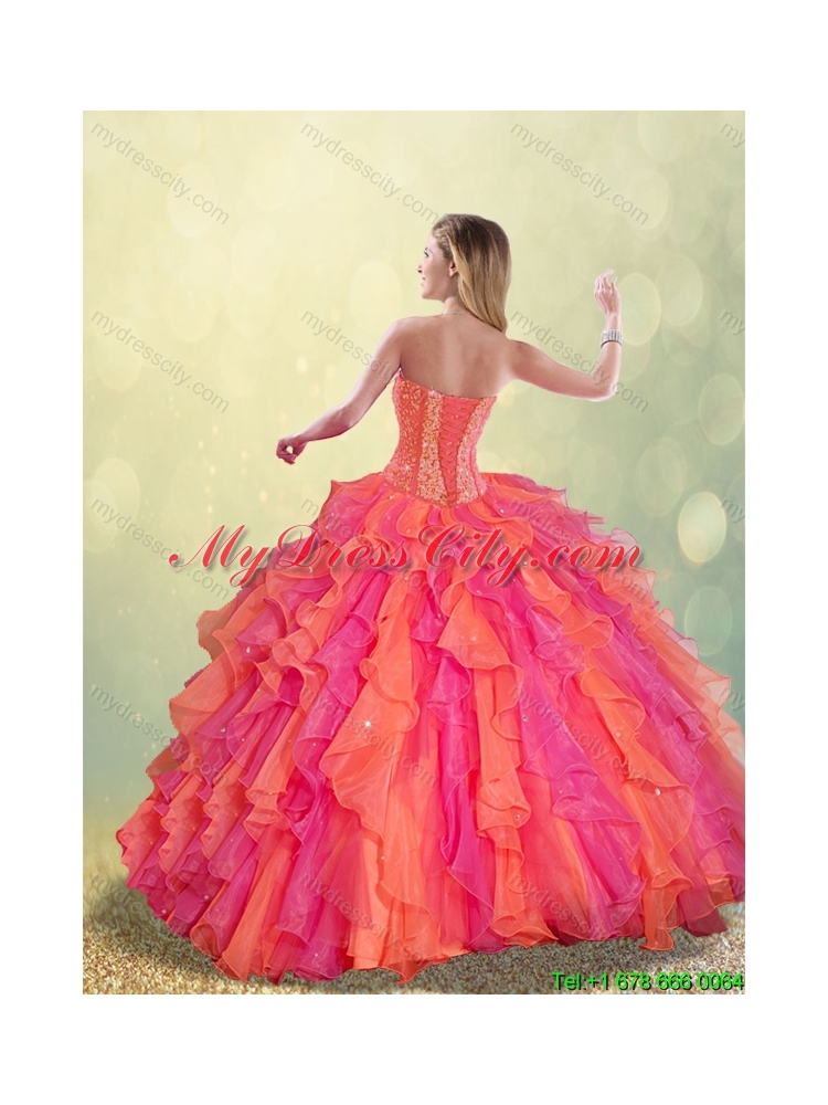 Cheap Beading and Ruffles Quinceanera Dresses in Multi Color