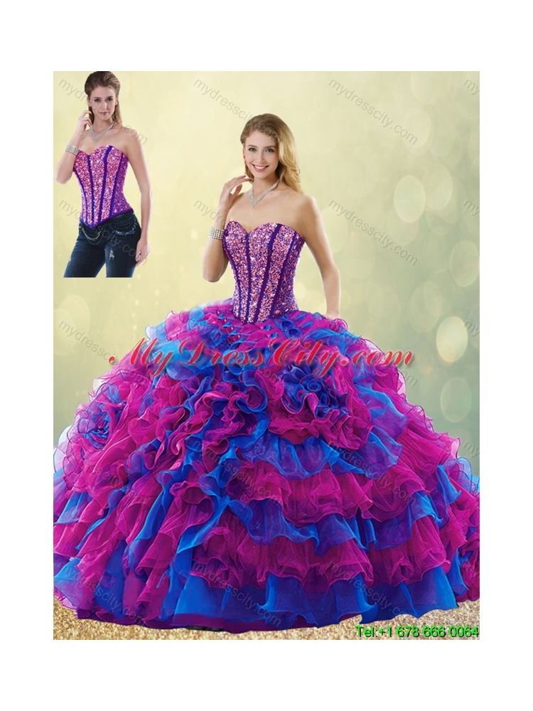 Classical 2016 Multi Color Quinceanera Gowns with Beading