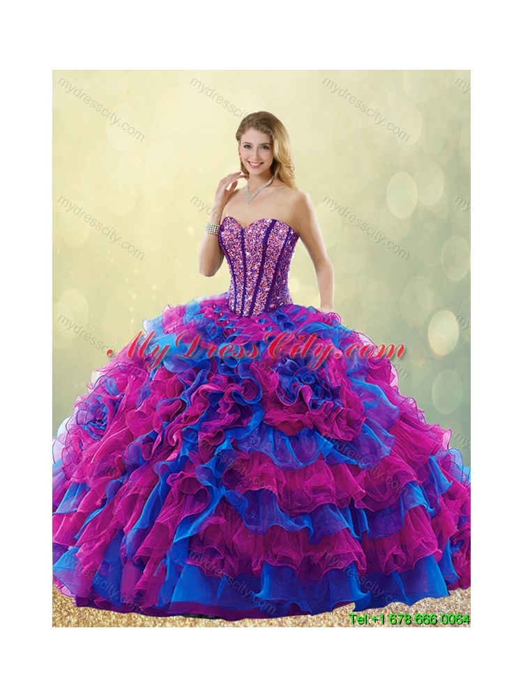 Classical 2016 Multi Color Quinceanera Gowns with Beading