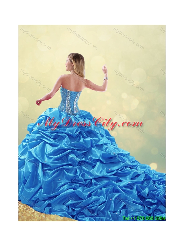 Luxurious Beading Blue Quinceanera Gowns with Sweetheart