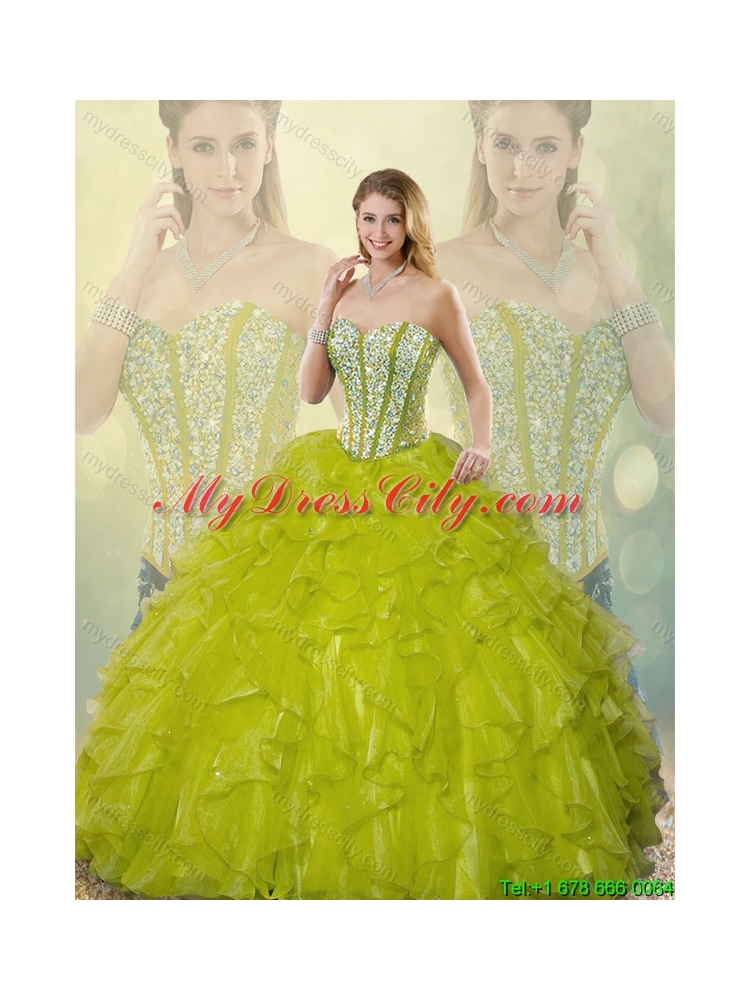 Beautiful Beading and Ruffles Sweetheart Quinceanera Gowns