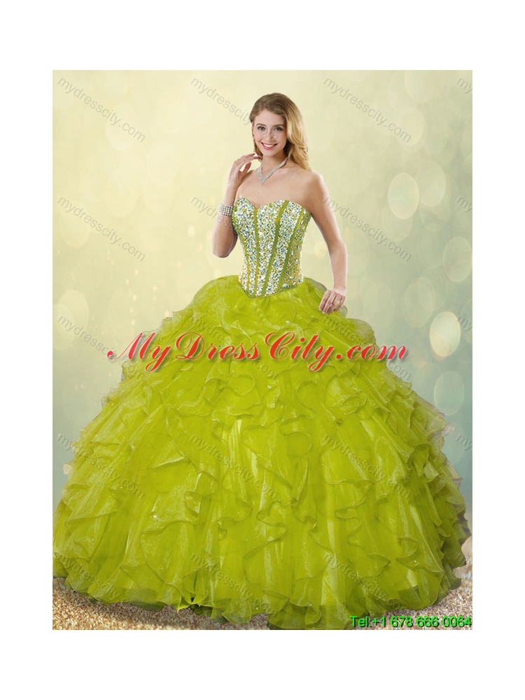 Beautiful Beading and Ruffles Sweetheart Quinceanera Gowns