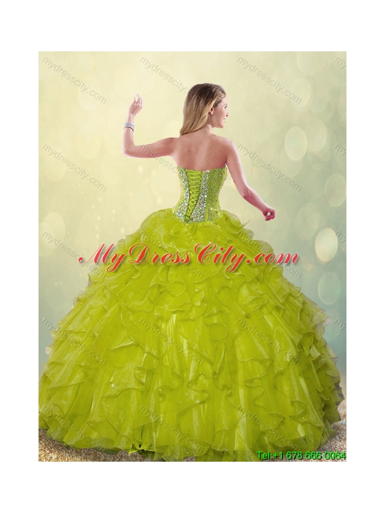 Beautiful Beading and Ruffles Sweetheart Quinceanera Gowns