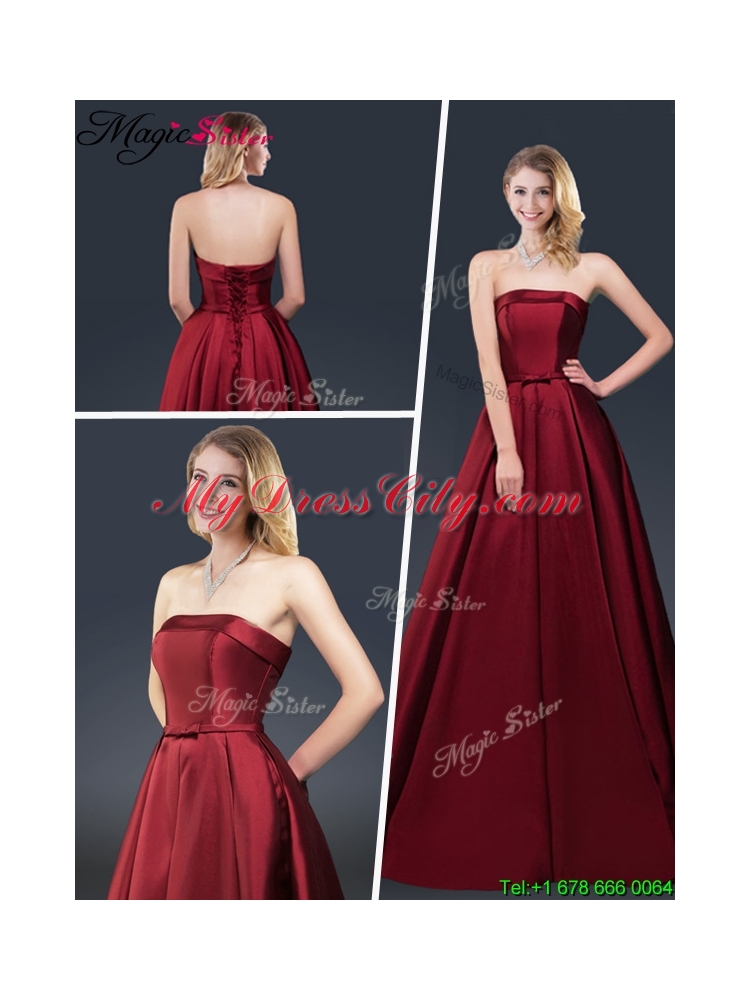 2016 Winter Gorgeous A Line Strapless Prom Dresses with Brush Train