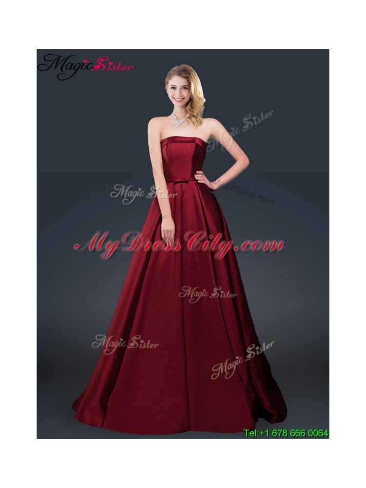 2016 Winter Gorgeous A Line Strapless Prom Dresses with Brush Train