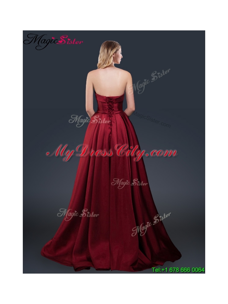 2016 Winter Gorgeous A Line Strapless Prom Dresses with Brush Train