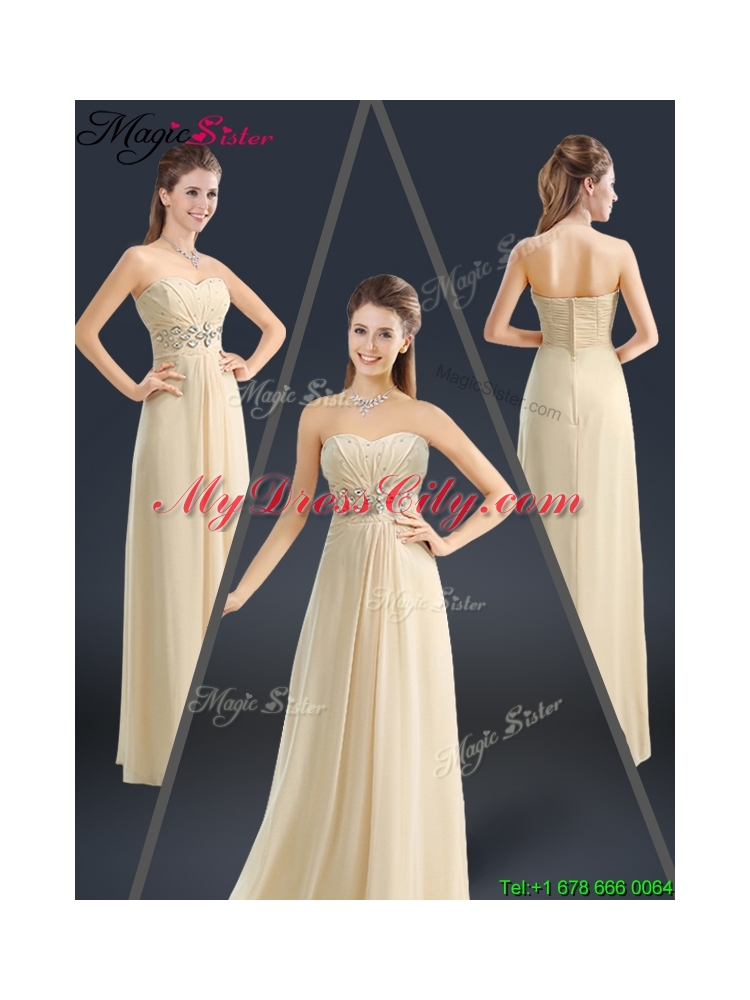 Latest Sweetheart Beading Prom Dresses in Champagne