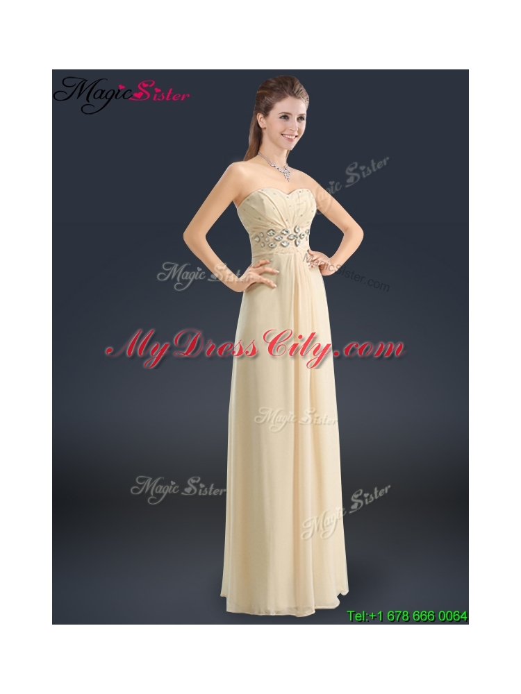 Latest Sweetheart Beading Prom Dresses in Champagne