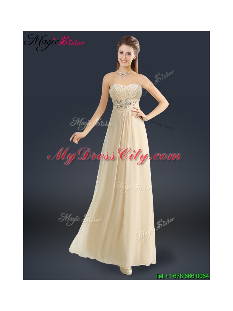 Latest Sweetheart Beading Prom Dresses in Champagne