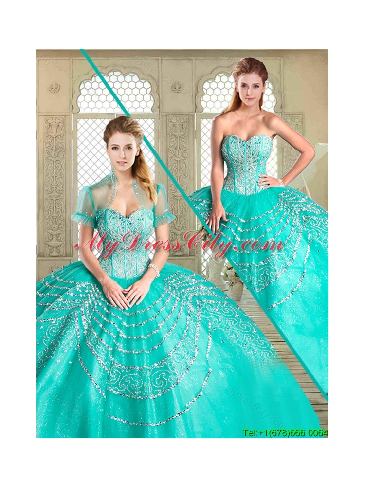 Beautiful Sweetheart Quinceanera Gowns with Beading and Appliques