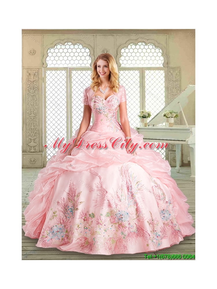 Best Sweetheart Quinceanera Gowns  with Appliques and Pick Ups