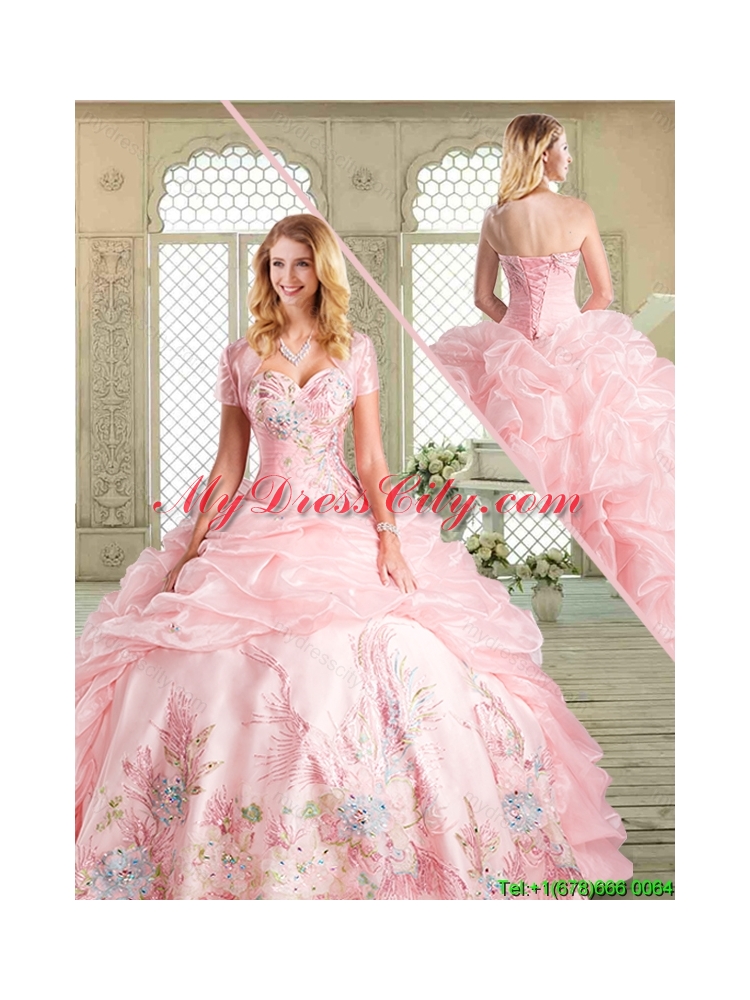 Best Sweetheart Quinceanera Gowns  with Appliques and Pick Ups