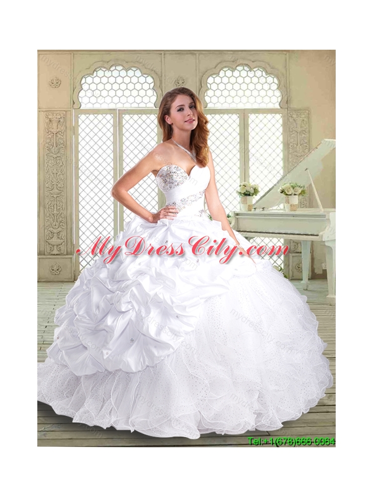 Gorgeous Brush Train Quinceanera Dresses  with Beading and Pick Ups