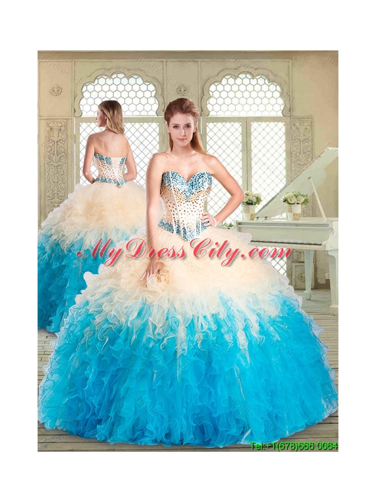 Pretty Sweetheart Designer Quinceanera Dresses with Beading and Ruffles