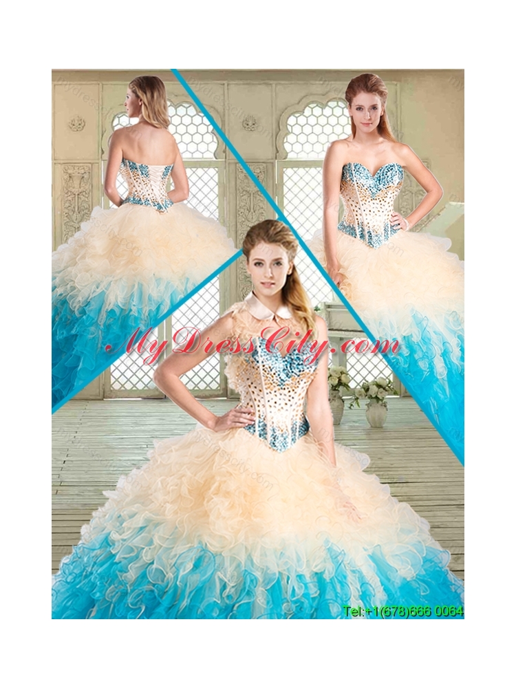 Pretty Sweetheart Designer Quinceanera Dresses with Beading and Ruffles