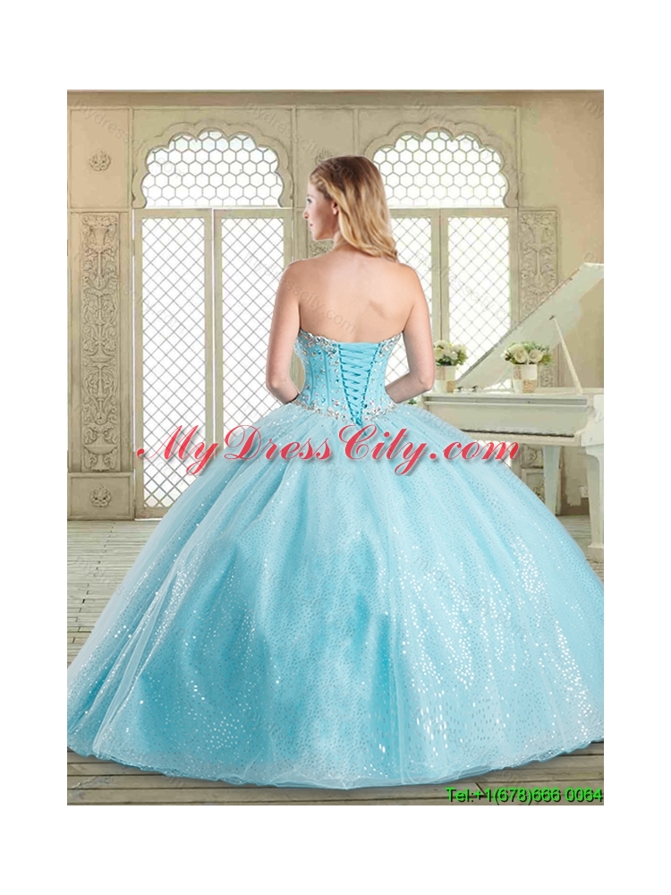 The Super Hot Beading Quinceanera Gowns in Aqua Blue