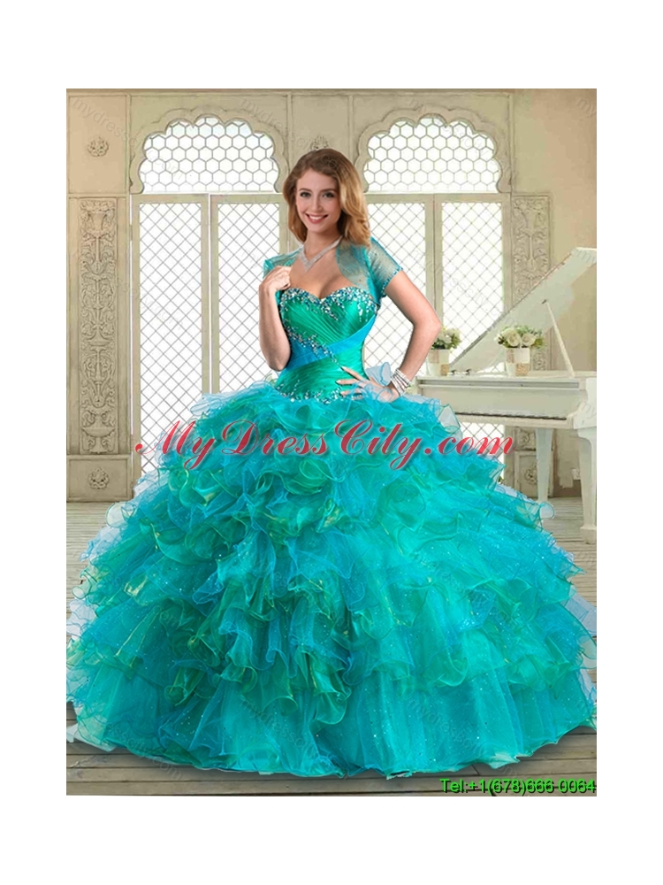 New Arrivals Floor Length Quinceanera Gowns with Beading and Ruffled Layers