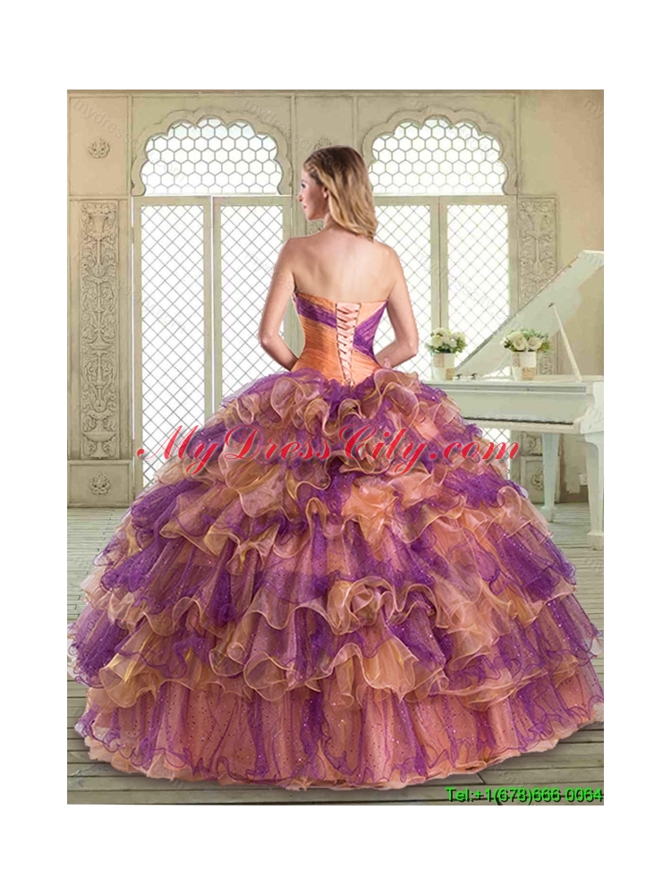 New Arrivals Floor Length Quinceanera Gowns with Beading and Ruffled Layers