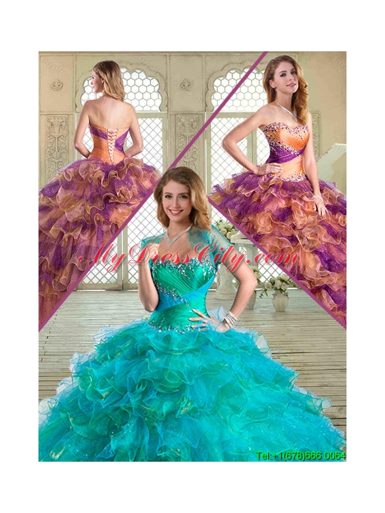 New Arrivals Floor Length Quinceanera Gowns with Beading and Ruffled Layers