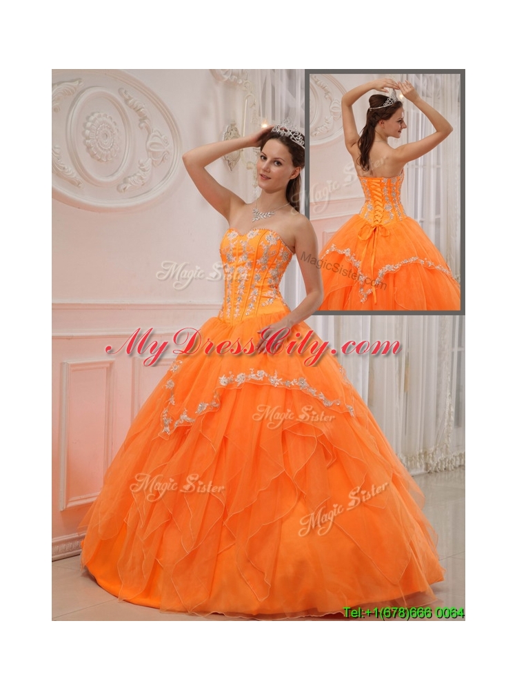 2016 Ball Gown Sweetheart Appliques Quinceanera Dresses