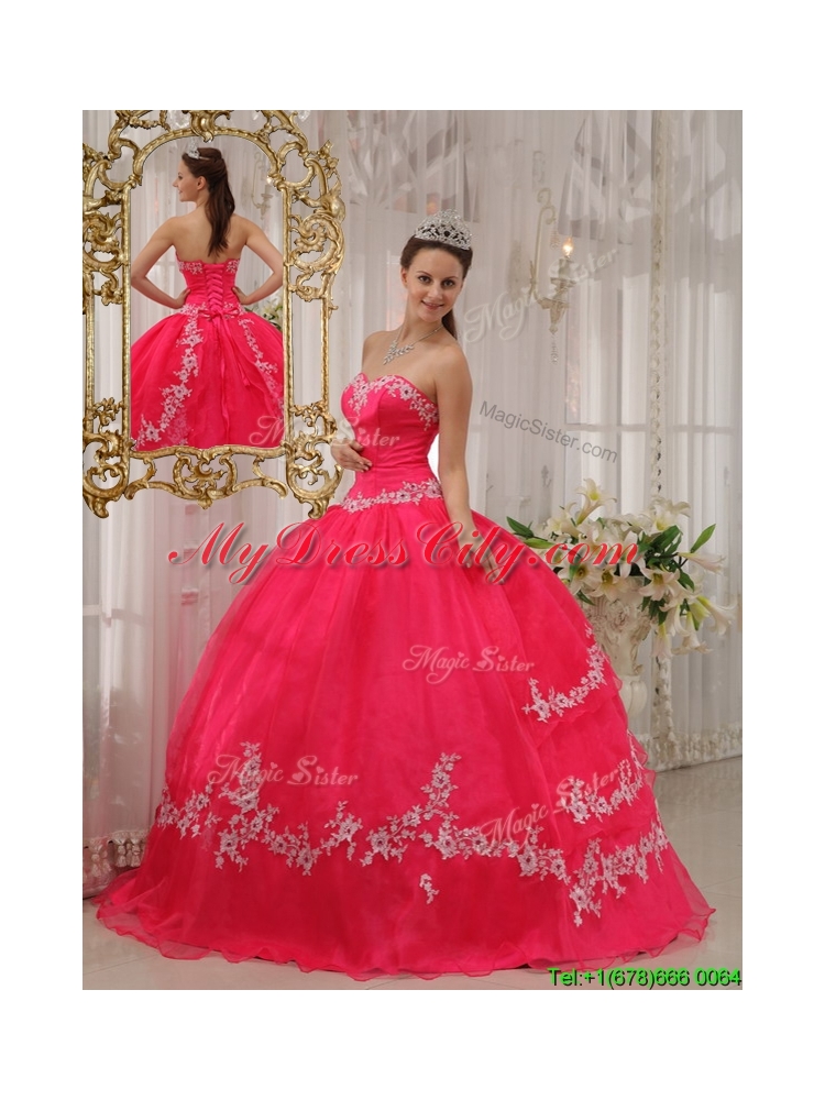 2016 Designer  Ball Gown Sweetheart Appliques Quinceanera Dresses 225.89