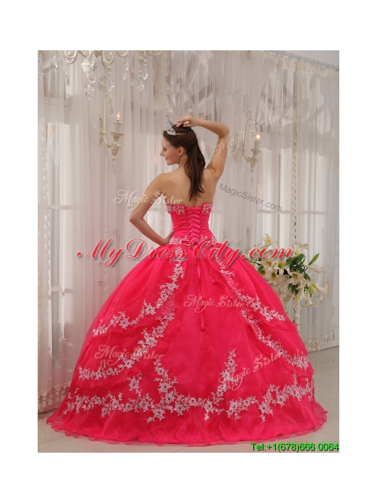 2016 Designer  Ball Gown Sweetheart Appliques Quinceanera Dresses 225.89