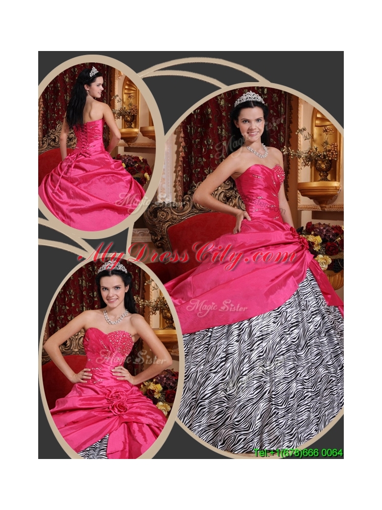 2016  Elegant Ball Gown Sweetheart Quinceanera Dresses in Hot Pink