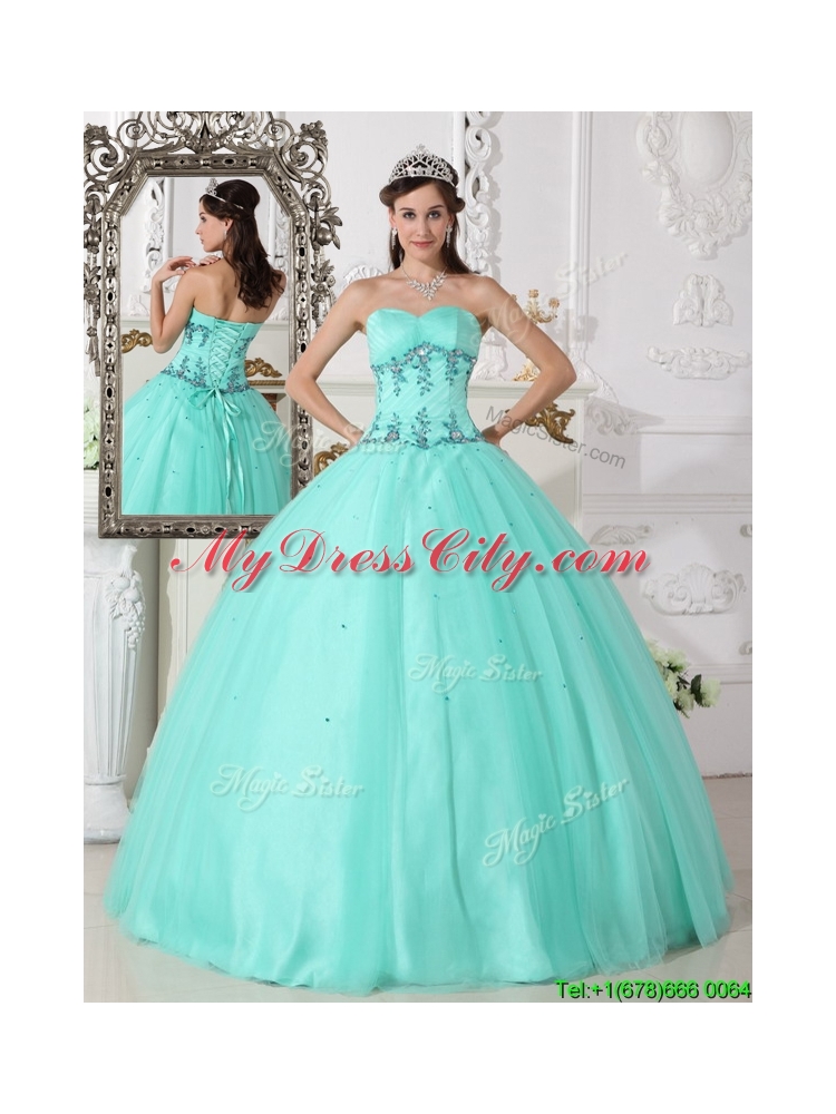 2016  Elegant Green Ball Gown Sweetheart Quinceanera Dresses