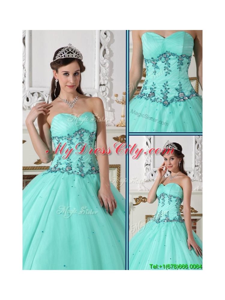 2016  Elegant Green Ball Gown Sweetheart Quinceanera Dresses