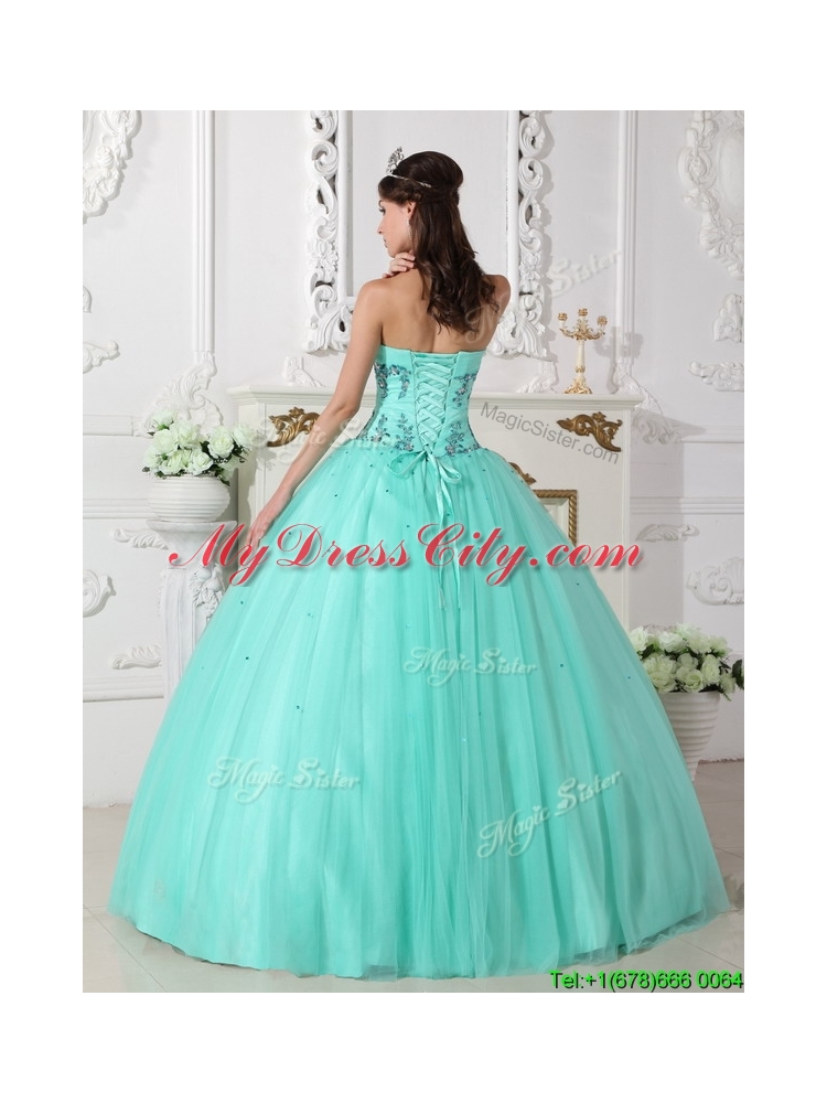 2016  Elegant Green Ball Gown Sweetheart Quinceanera Dresses