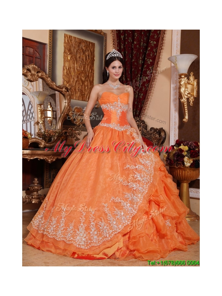 Best Orange Red Ball Gown Floor Length Quinceanera Dresses