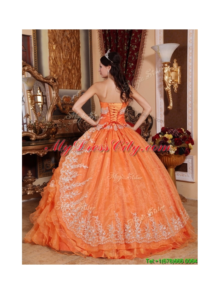 Best Orange Red Ball Gown Floor Length Quinceanera Dresses