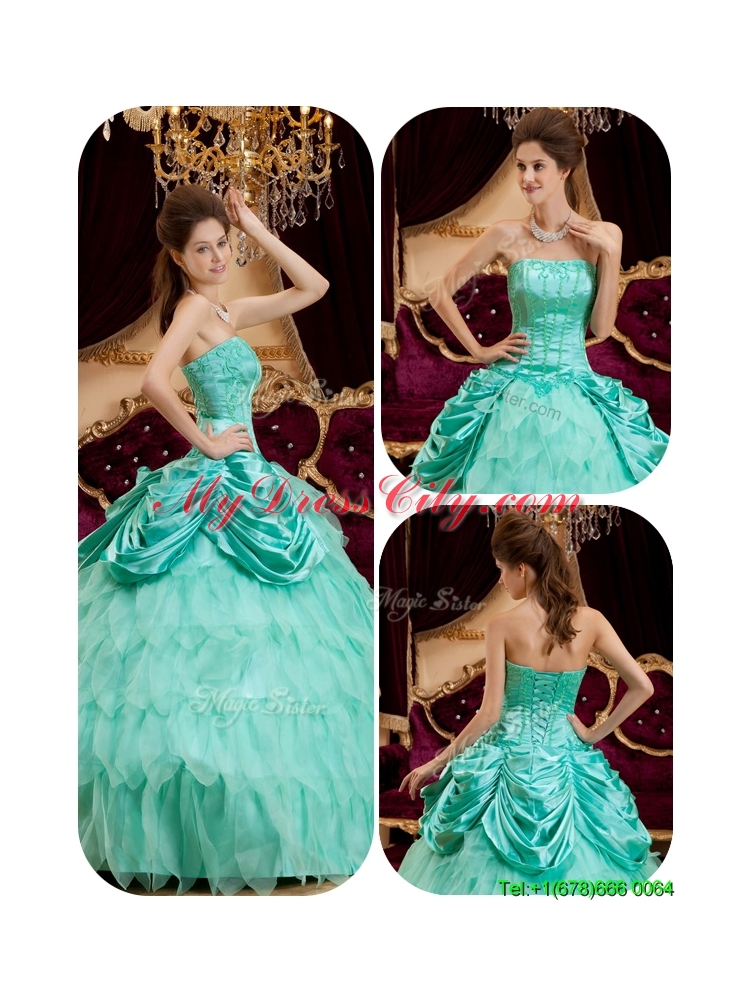 Classic Ball Gown Strapless Ruffles Quinceanera Dresses for 2016