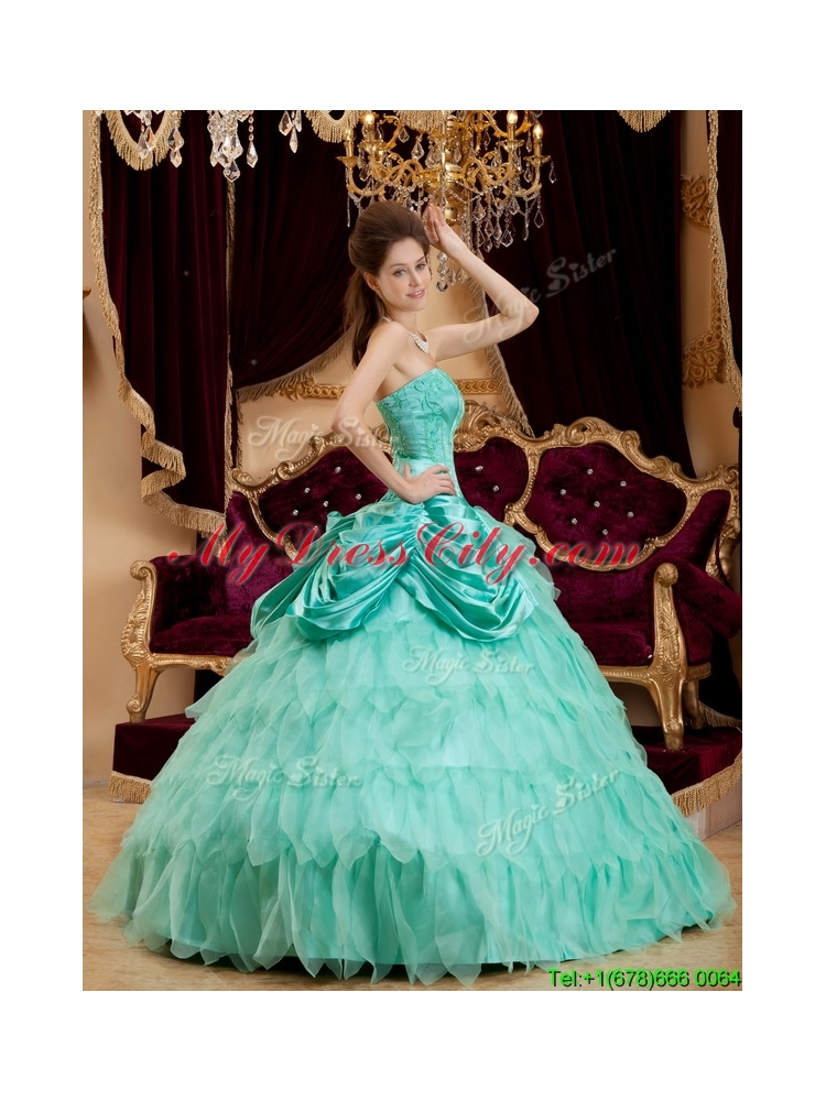 Classic Ball Gown Strapless Ruffles Quinceanera Dresses for 2016