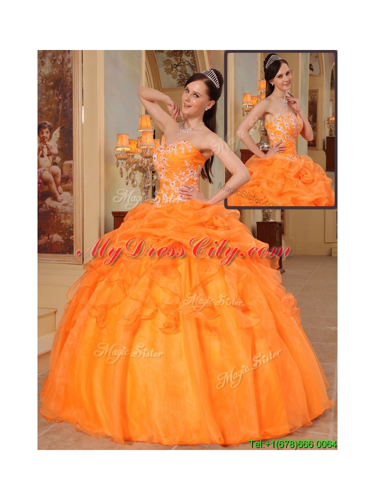 New Arrivals Appliques Sweetheart Quinceanera Dresses in Orange Red