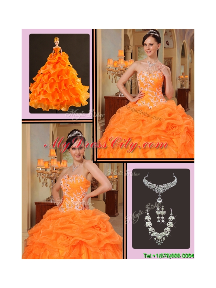 New Arrivals Appliques Sweetheart Quinceanera Dresses in Orange Red