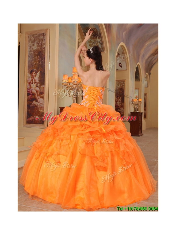 New Arrivals Appliques Sweetheart Quinceanera Dresses in Orange Red