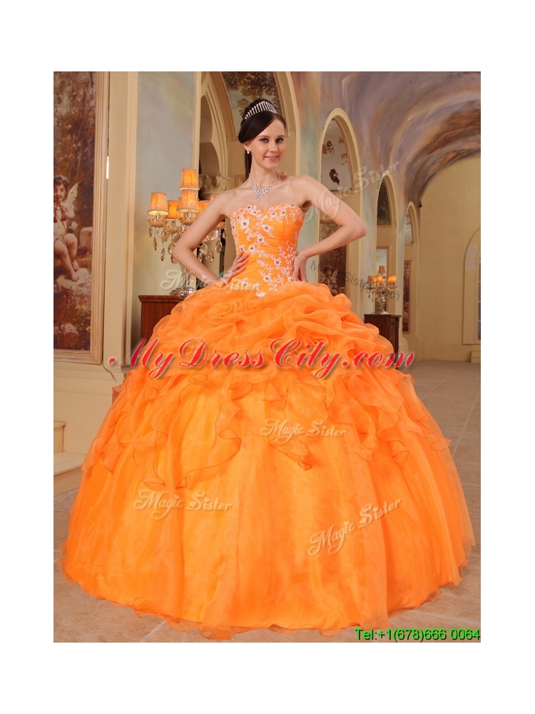 New Arrivals Appliques Sweetheart Quinceanera Dresses in Orange Red