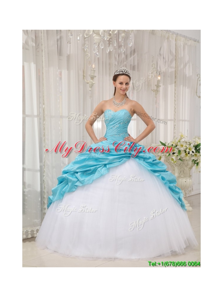 2016 Aqua Blue Ball Gown Sweetheart Quinceanera Dresses