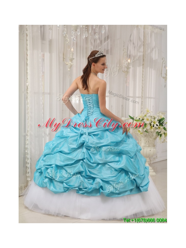 2016 Aqua Blue Ball Gown Sweetheart Quinceanera Dresses