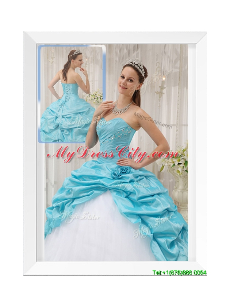 2016 Aqua Blue Ball Gown Sweetheart Quinceanera Dresses