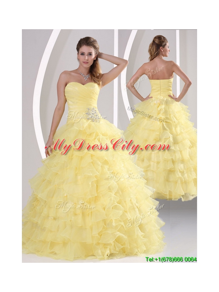 2016 Pretty Appliques and Ruffled Layers Quinceaners Gowns